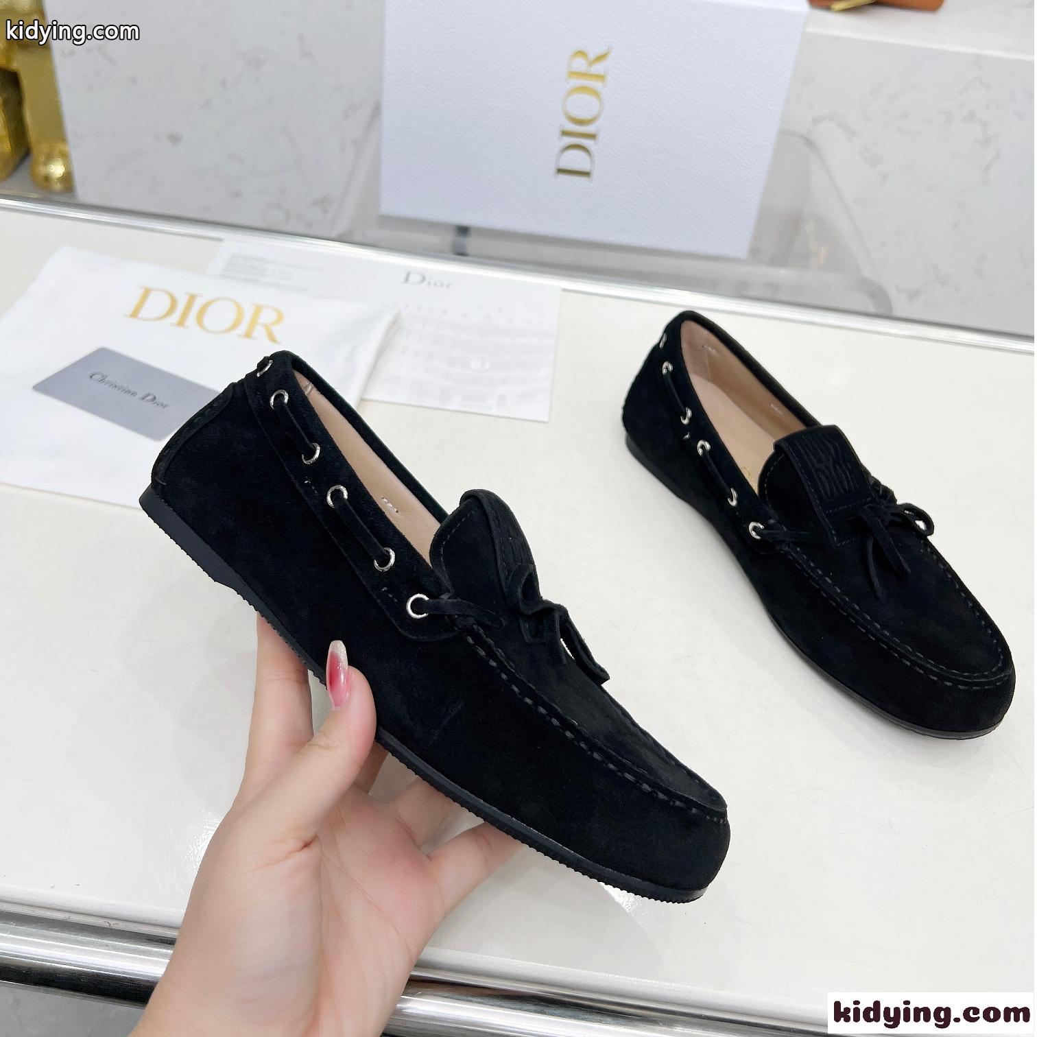 カジュアル エレガント Miss Dior Street ローファー スーパーコピー スエード ブラック-0