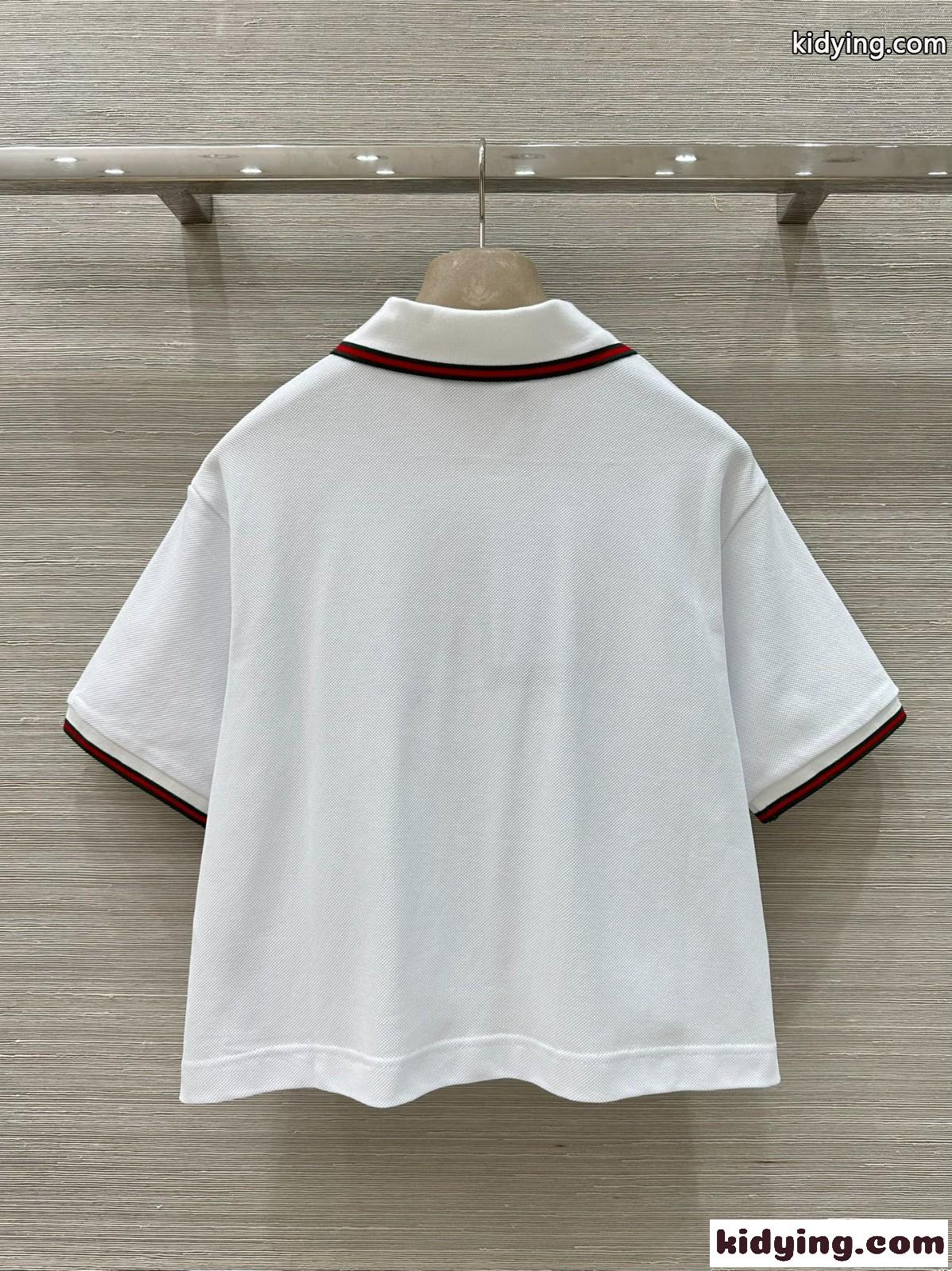 カジュアル ロゴ刺繍 ポロシャツ グッチ Tシャツ コピー コットンピケ ホワイト-4