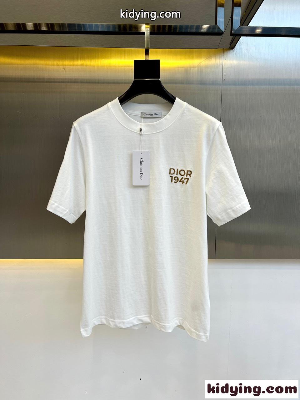 クリスチャン・ディオール 半袖Tシャツ コピー シンプル ロゴ入り クルーネック ホワイト-0