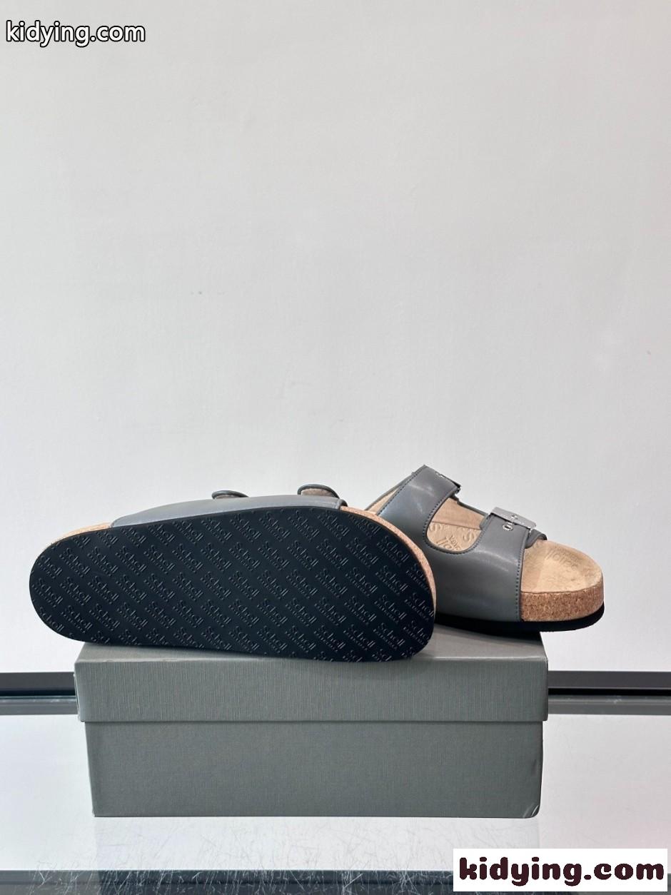 BALENCIAGA × Scholl バレンシアガ サンダル コピー スライドサンダル グレー-4