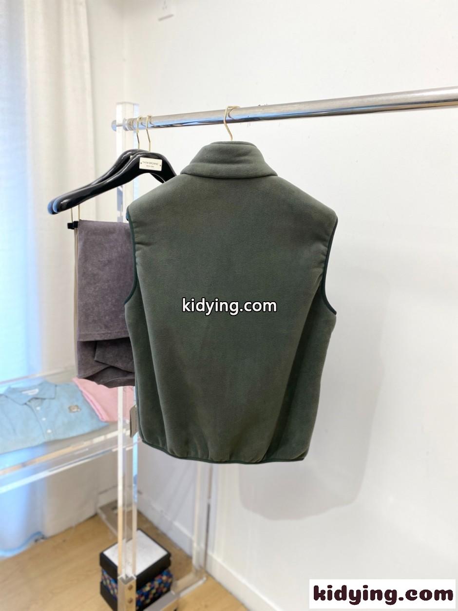 シンプル 裏起毛 ヒューゴ・ボス ジャケット 偽物 ロゴ刺繍 ジップアップベスト グリーン-4