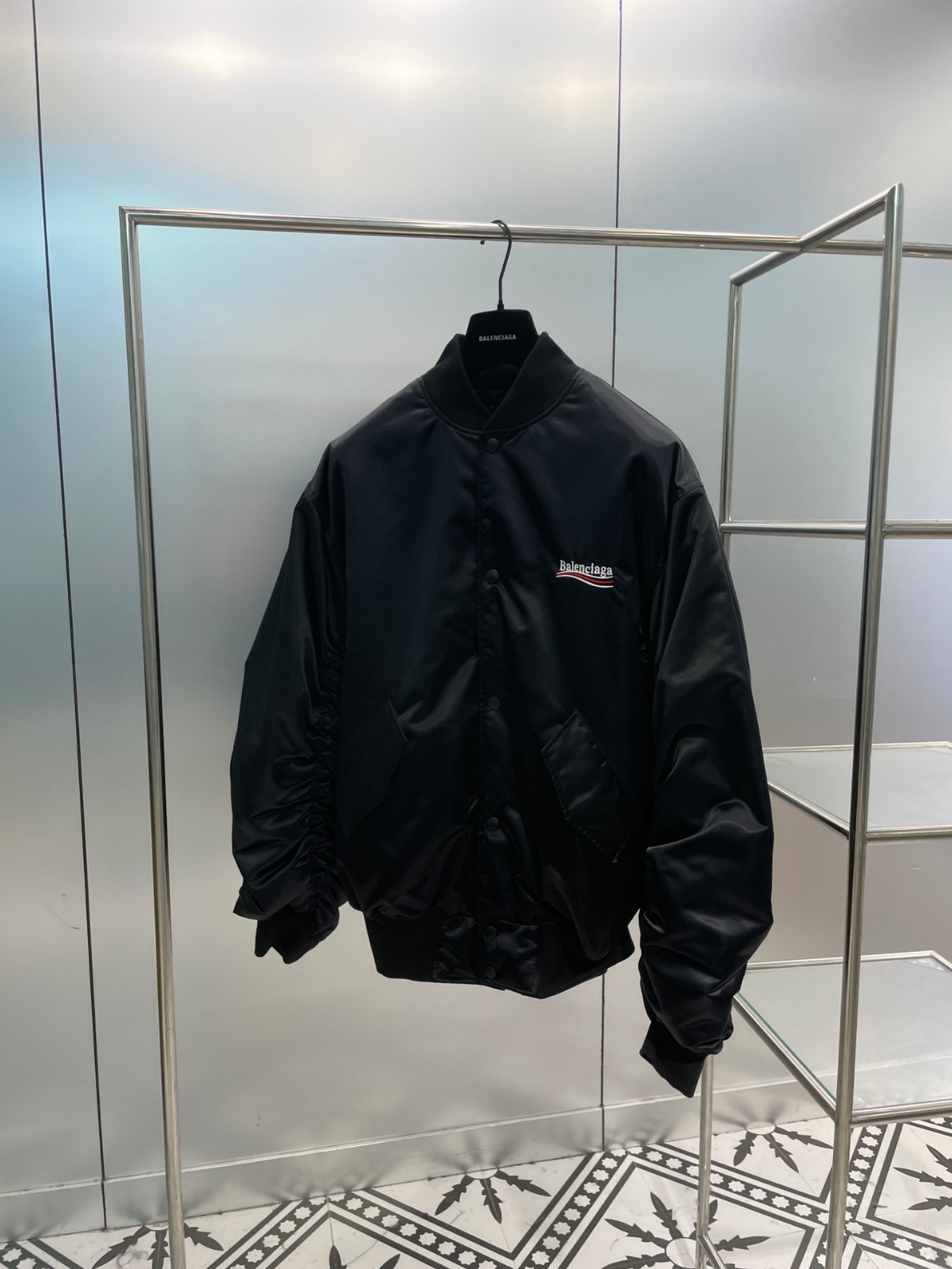POLITICAL CAMPAIGN VARSITY ジャケット バレンシアガ ジャケット コピー ブラック-1
