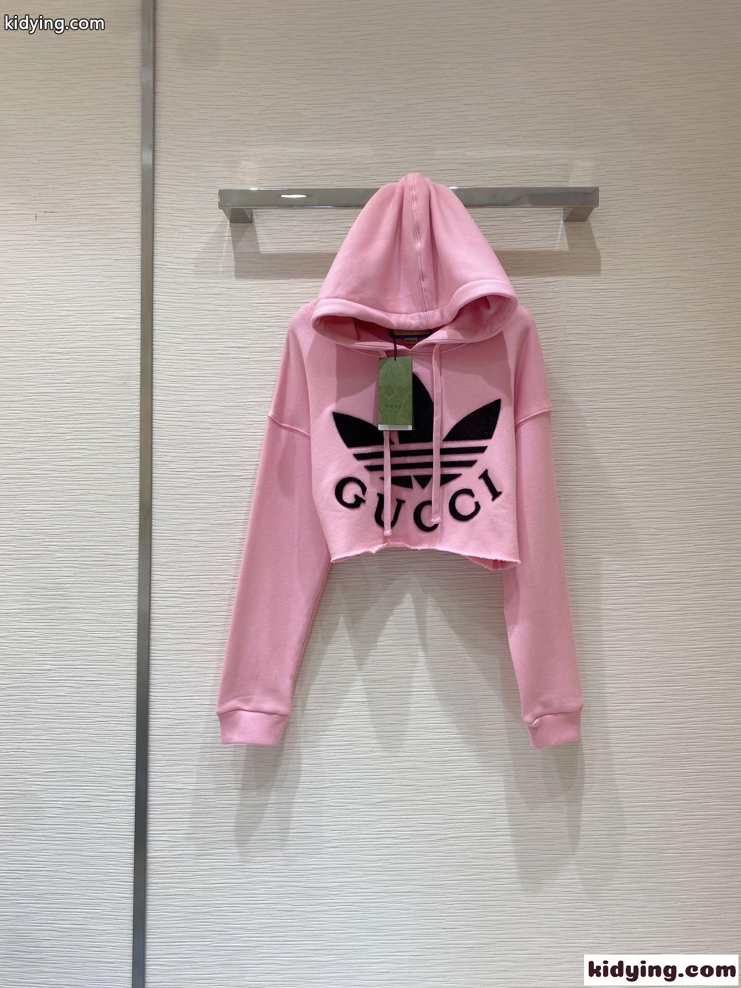 adidas x Gucci クロップド スウェットシャツ グッチ パーカー コピー フード付き 長袖-0
