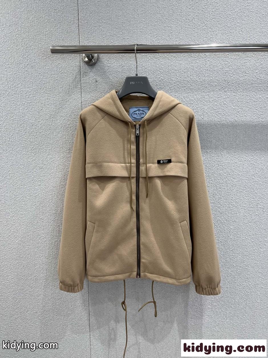 フリース フーディージャケット プラダ ジャケット コピー ベージュ-0