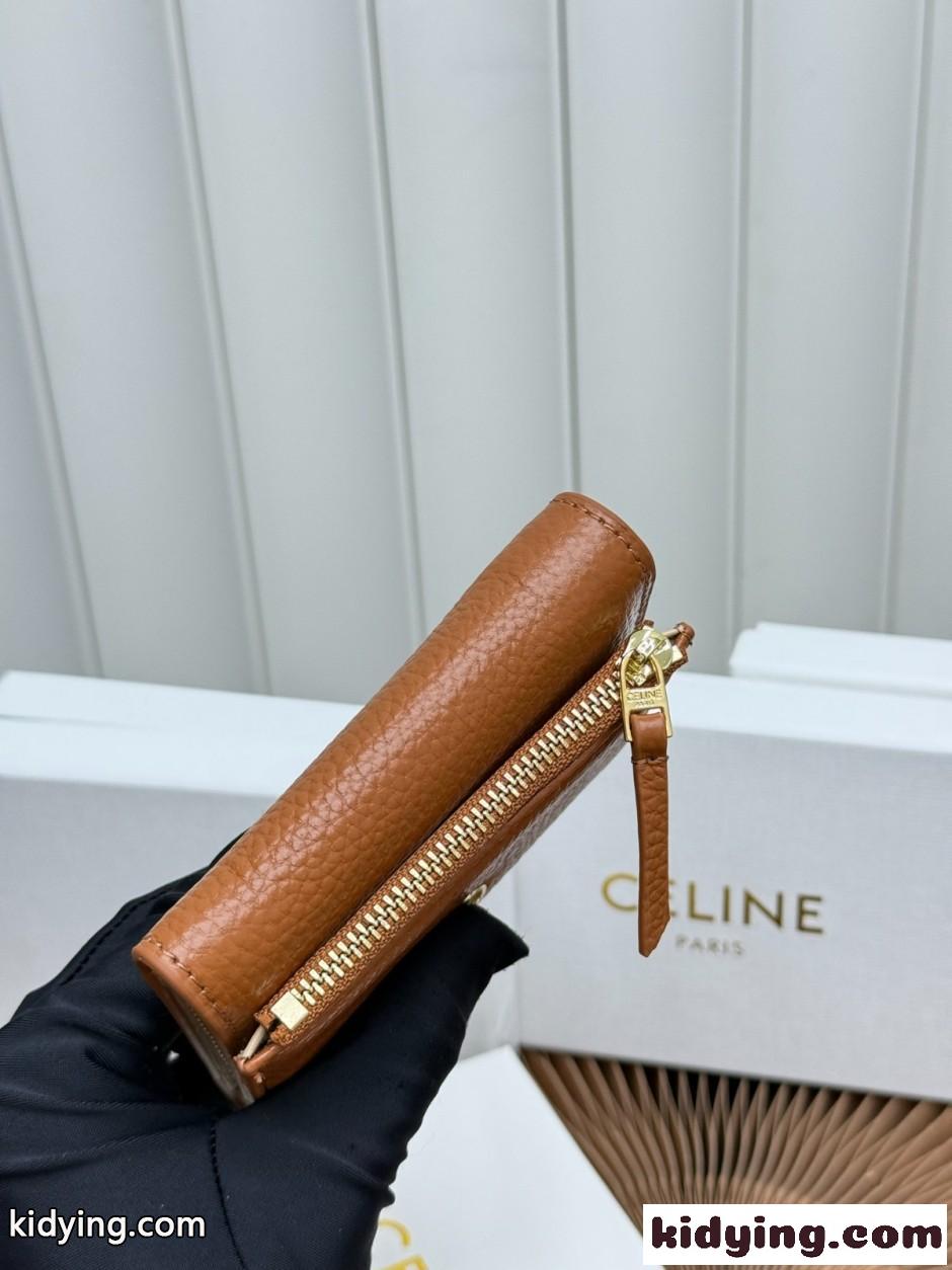 人気 おしゃれ 3つ折り財布 セリーヌ 財布 コピー ウォレット ブラウン-0