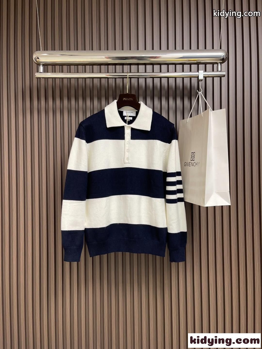 カジュアル 上品 コットン ニットポロ トムブラウン ニット 偽物 ユニセックス-0