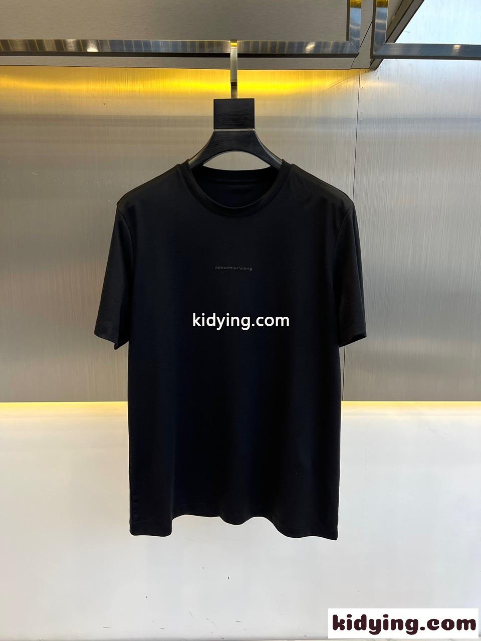 シンプル ロゴ入り クルーネック 半袖Tシャツ アレキサンダーワング Tシャツ コピー ブラック-0