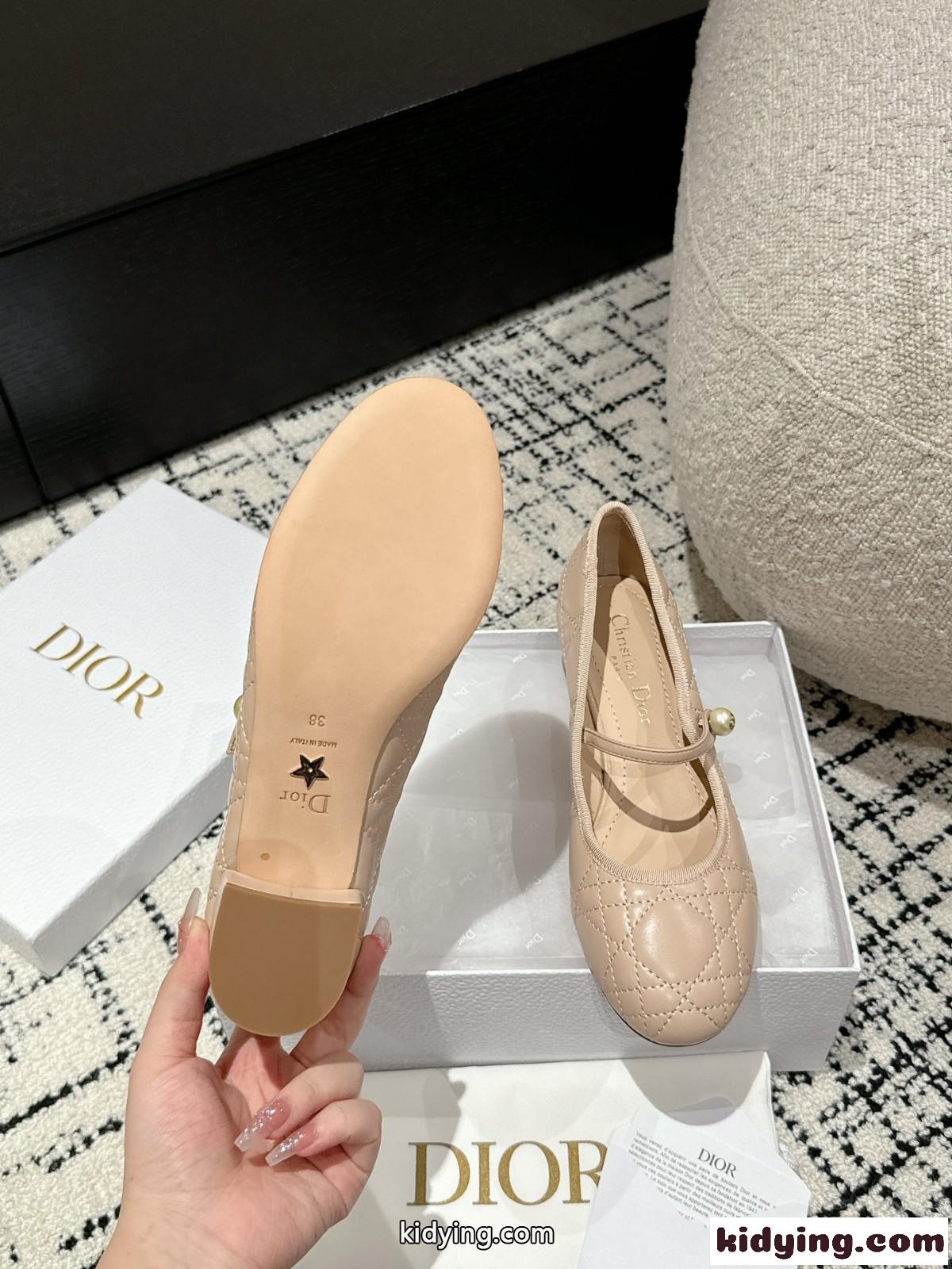Dior バレエパンプス クリスチャン・ディオール パンプス コピー ベージュ-3