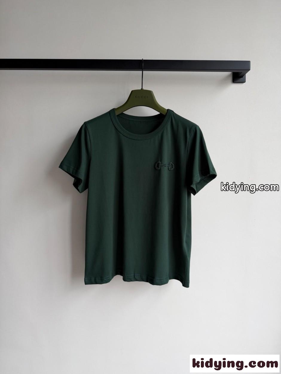 シンプル ホースビット 半袖Tシャツ グッチ Tシャツ コピー コットン グリーン-0