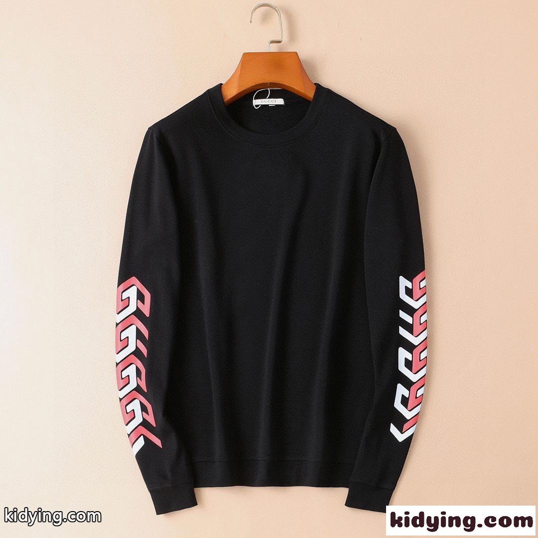 グッチ 長袖tシャツ メンズ コピー オシャレ 柔らかい 合わせやすい プリント プルオーバー ホワイト ブラック-0