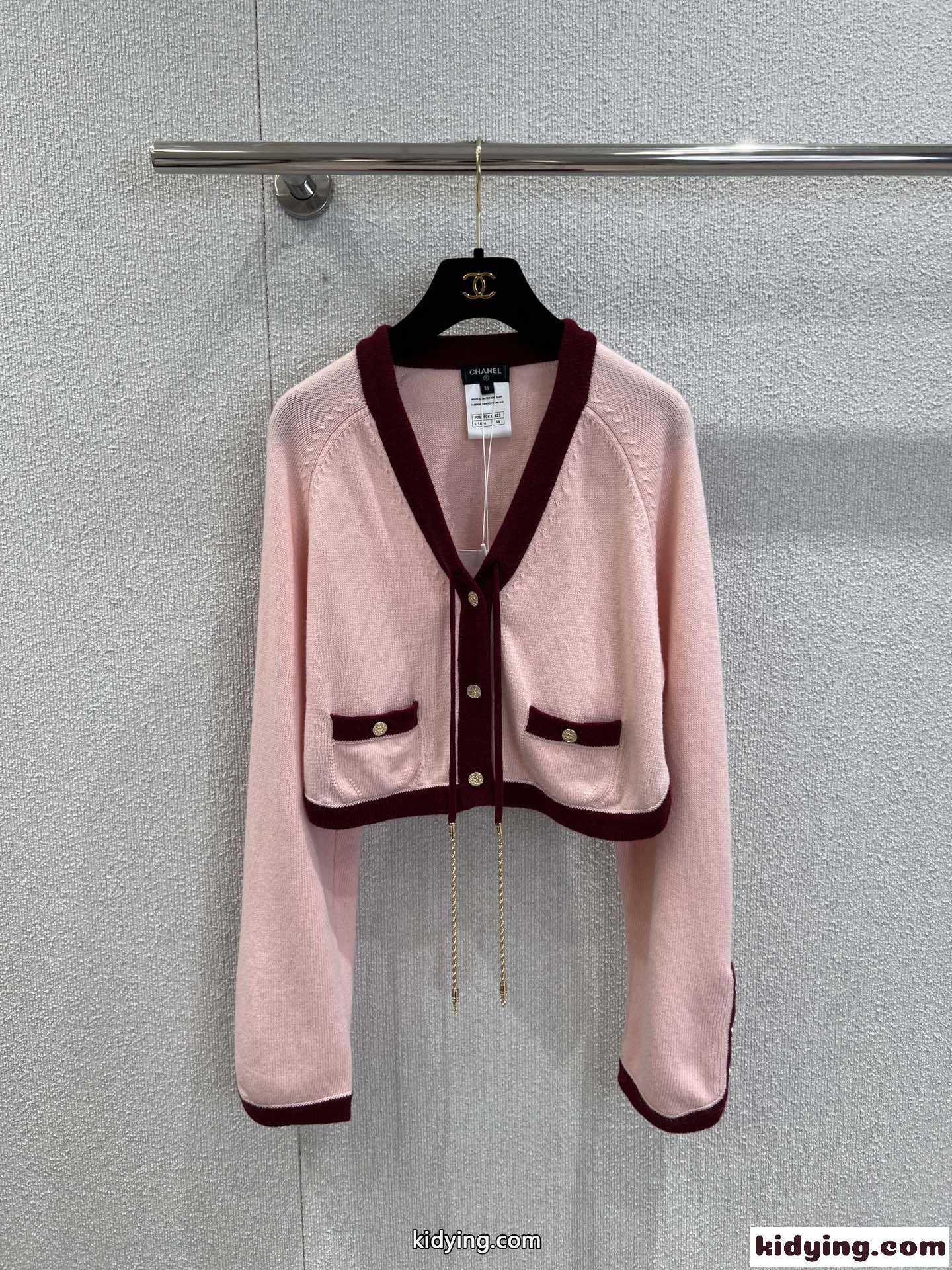 大人可愛い！シャネル ニット コピー 配色 カシミヤ カーディガン ピンク-2