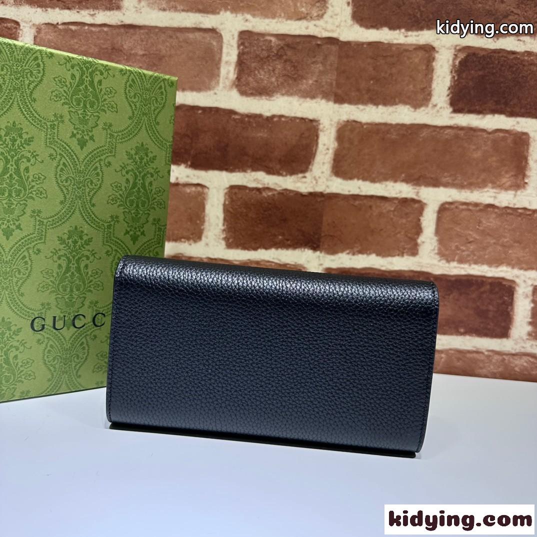 インターロッキングG パイソン ボウ付き ウォレット グッチ 財布 コピー 長財布 ブラック-1