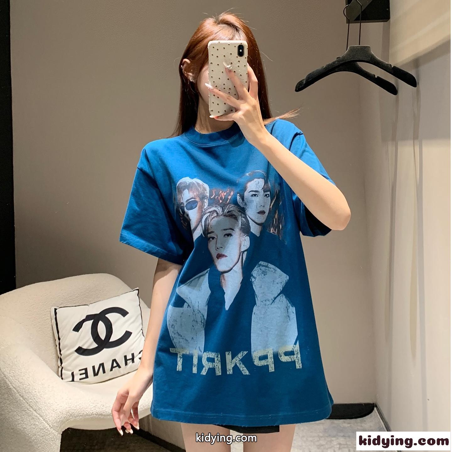 プリント オーバーサイズ 半袖Tシャツ バレンシアガ Tシャツ コピー ユニセックス-0