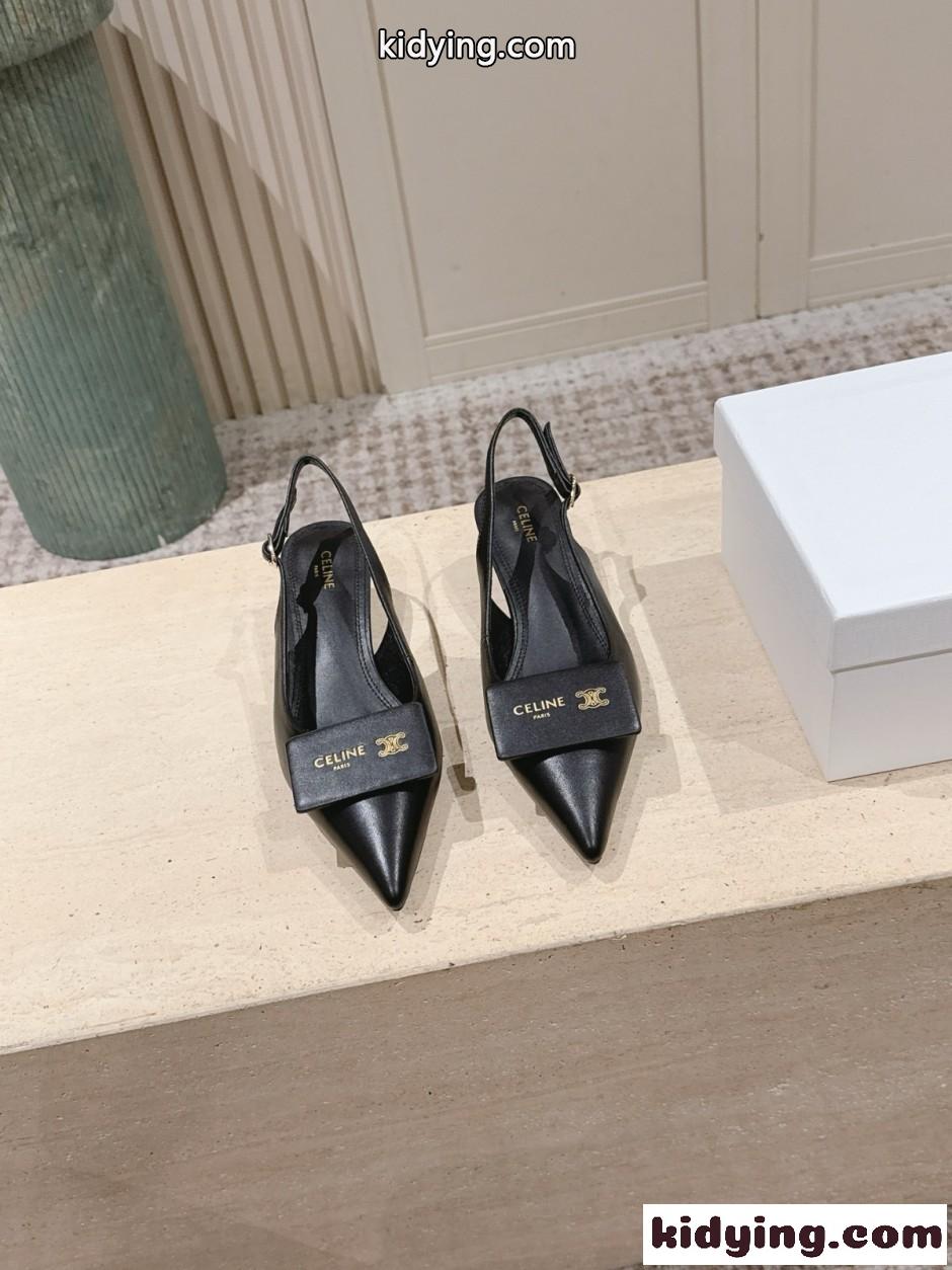 シグネチャー スリングバック セリーヌ パンプス コピー ブラック-1