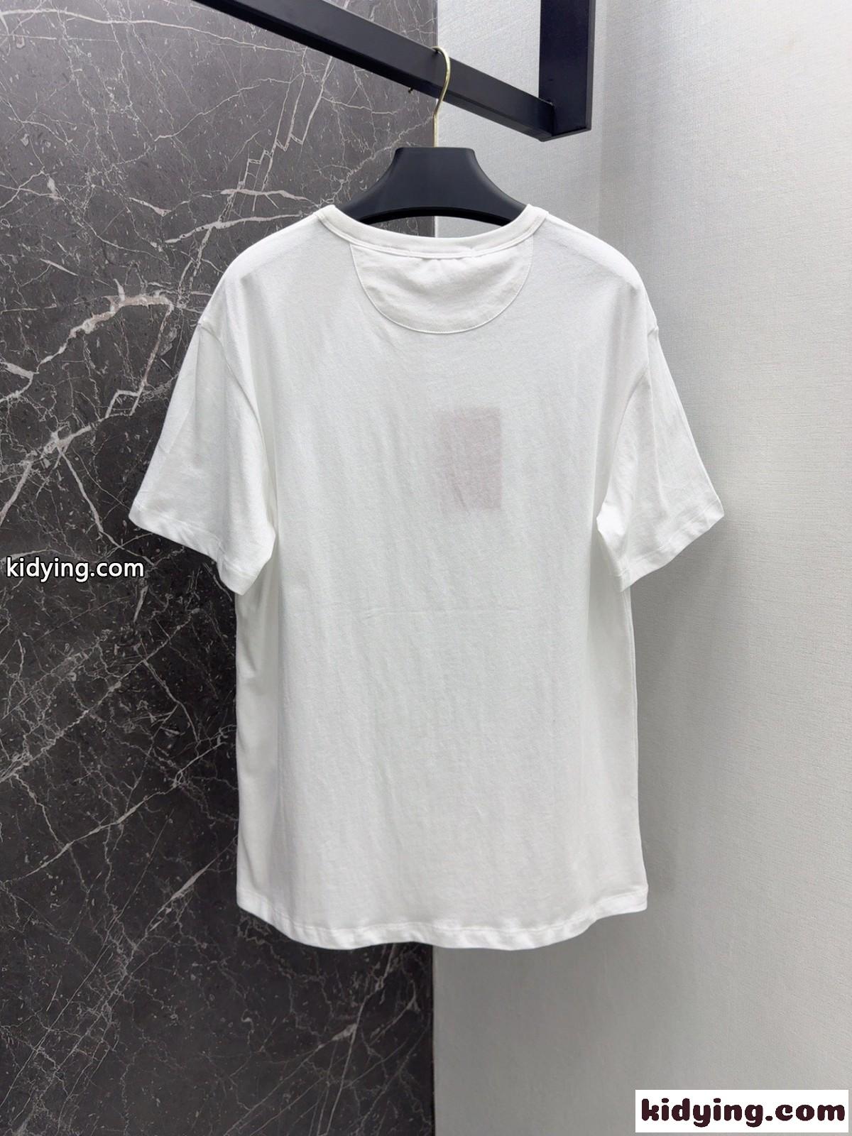 フラワーエンブロイダリー ヴァレンティノ 半袖Tシャツ コピー クルーネック ホワイト-4