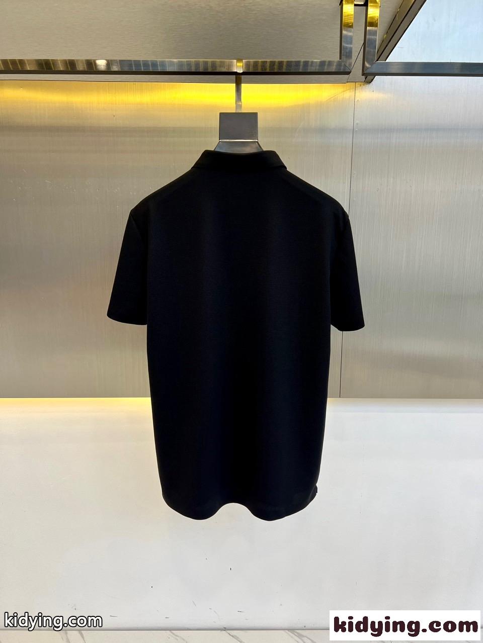 シンプル カジュアル 半袖 ポロシャツ エルメネジルド・ゼニア 半袖Tシャツ コピー ブラック-4