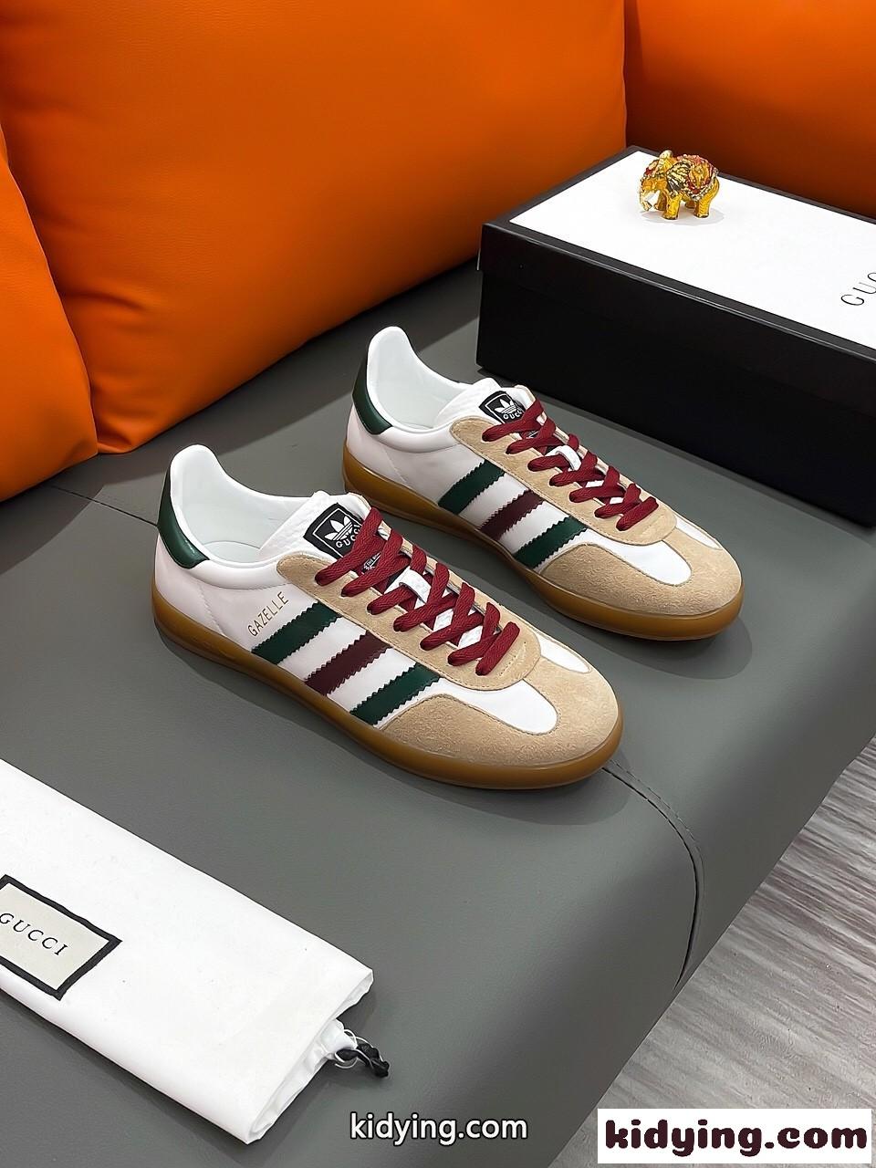 adidas X Gucci 人気 おしゃれ 異素材 軽量 滑り止め グッチ スニーカー コピー レースアップ スポーツ 靴-2