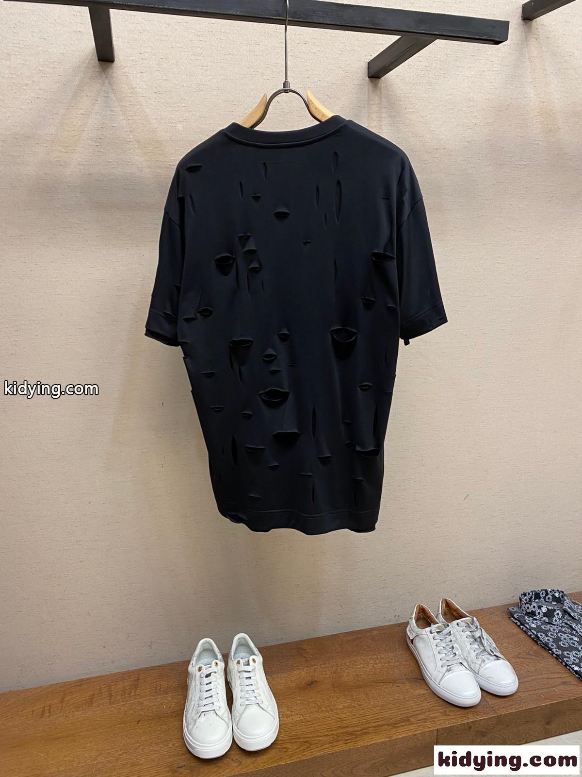 ジバンシィ Tシャツ コピー ダメージ加工 おしゃれ クルーネック コットン 半袖 トップス-2
