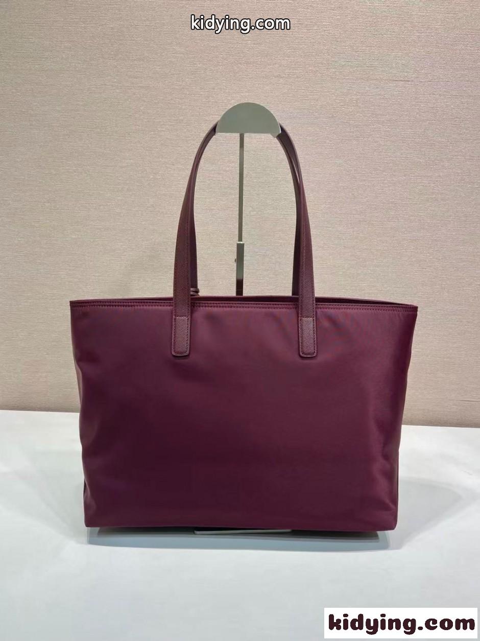 プラダ Re-Edition 1978 ミディアム Re-Nylon xサフィアーノレザー トートバッグ スーパーコピー ボルドー-1