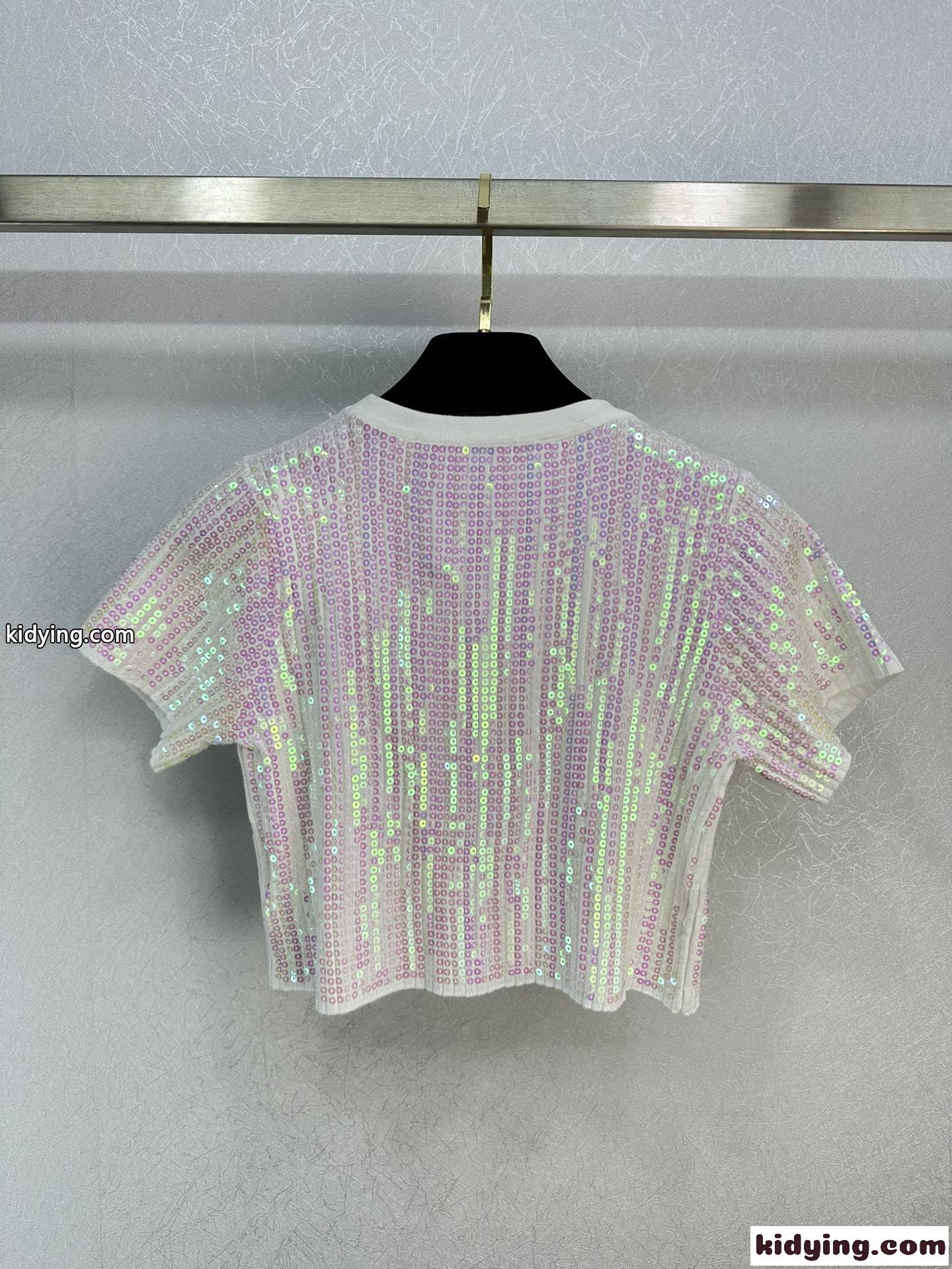 スパンコール クルーネック クロップド丈 アレキサンダーワング Tシャツ コピー 半袖Tシャツ-4