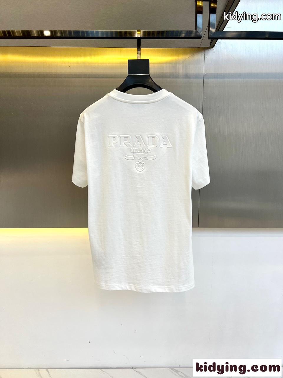 プラダ Tシャツ コピー カジュアル ロゴ入り クルーネック 半袖Tシャツ ホワイト-4