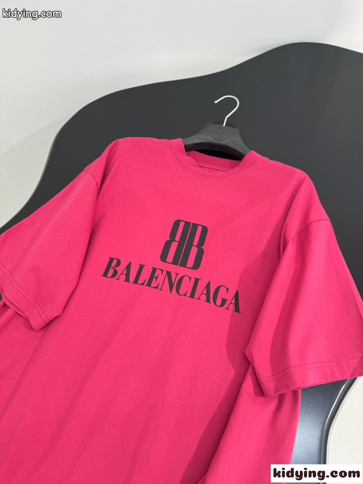 ユニセックス オーバーサイズ 半袖Tシャツ バレンシアガ Tシャツ コピー ピンク-1