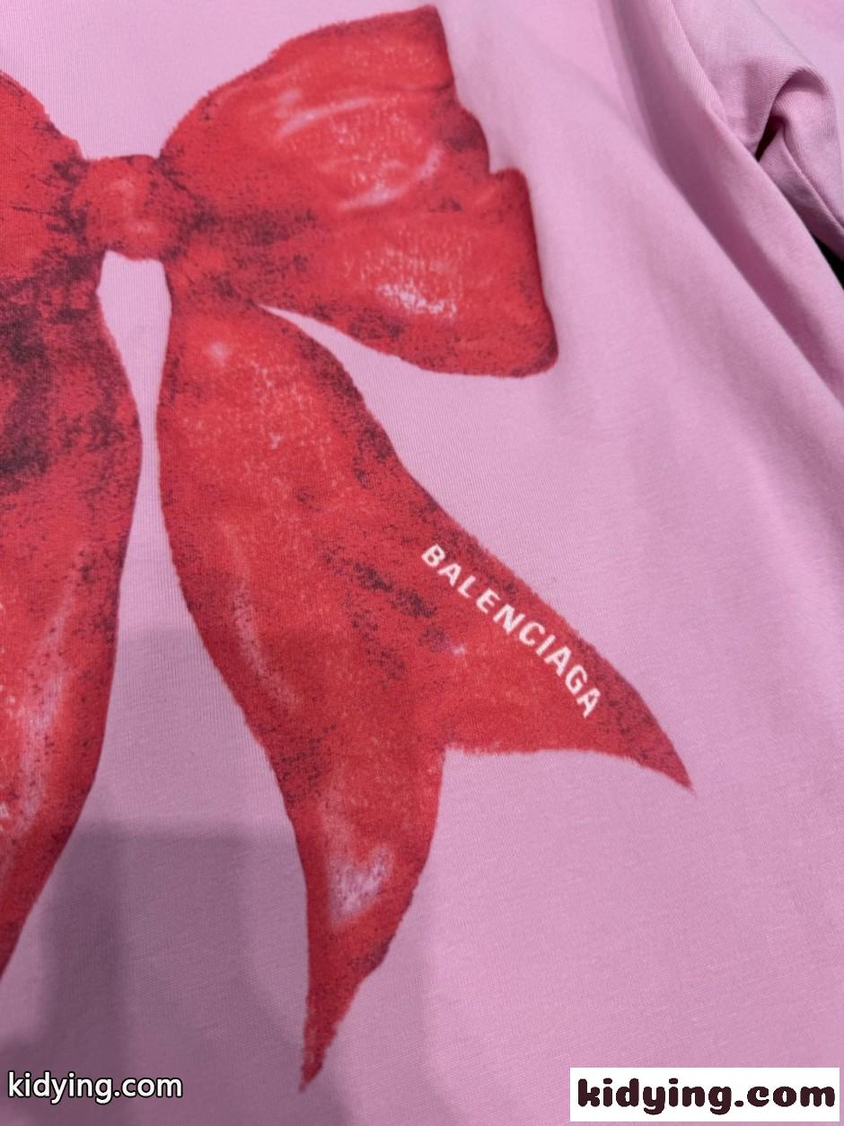 目を引く リボン 半袖Tシャツ バレンシアガ Tシャツ コピー ピンク-3
