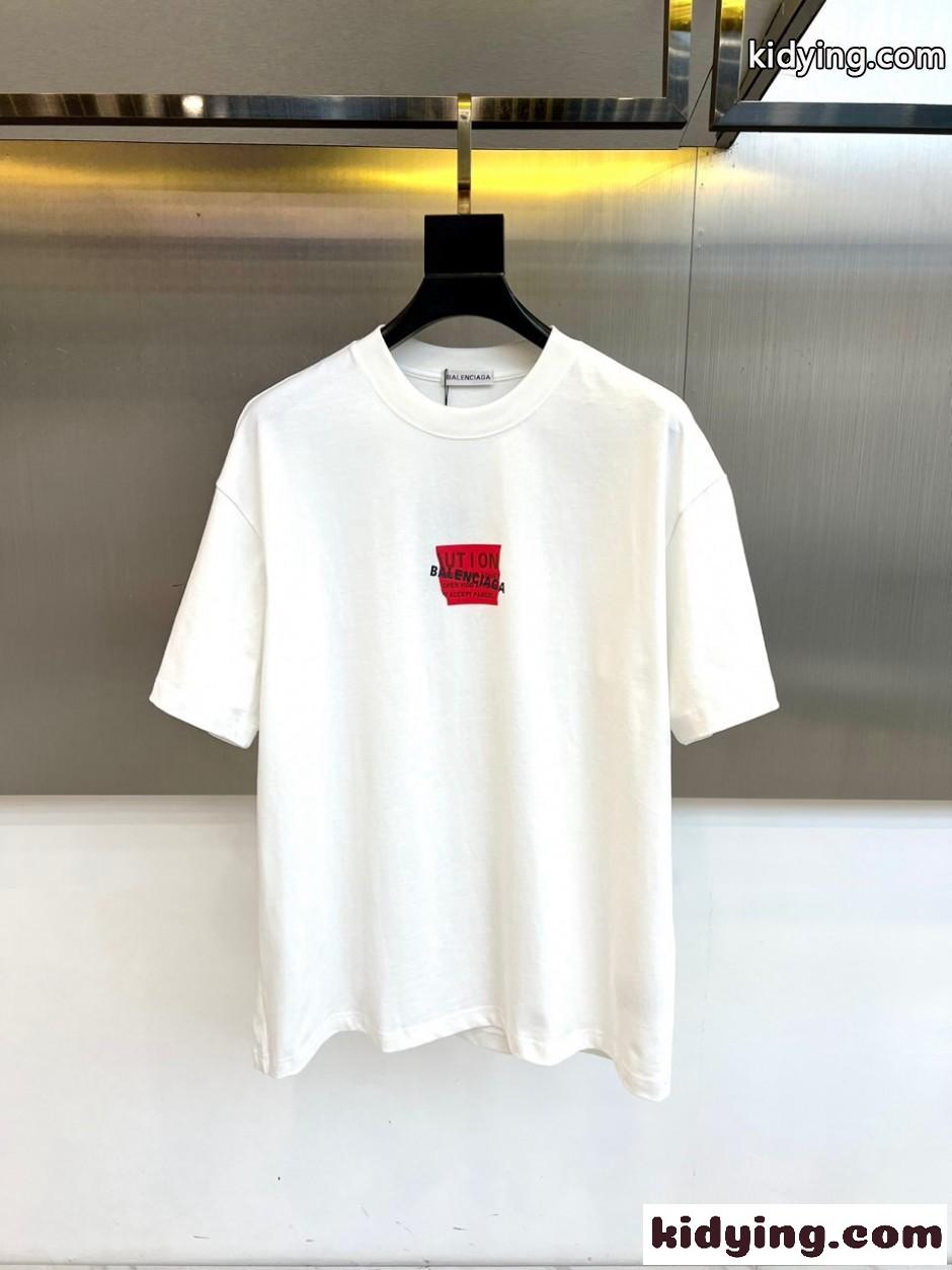 おしゃれ ロゴ クルーネック 半袖Tシャツ バレンシアガ Tシャツ 偽物 ホワイト-1