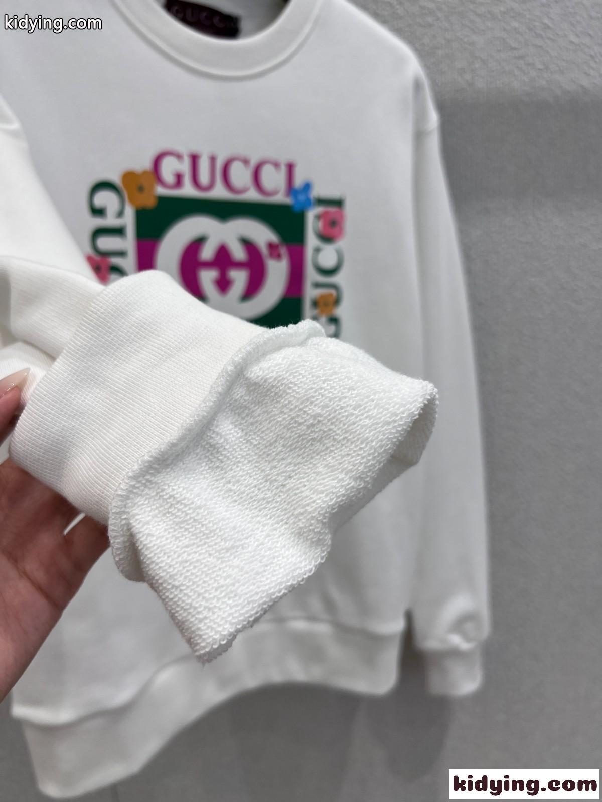 カジュアル ロゴ コットン グッチ Tシャツ 偽物 クルーネック スウェットシャツ ホワイト-4