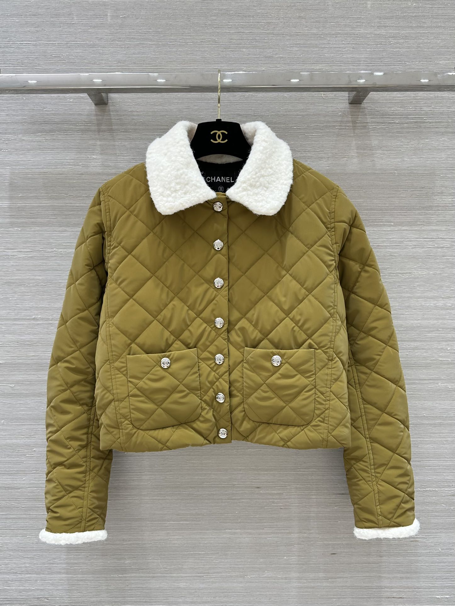 人気 裏ボア キルティング アウター シャネル ジャケット コピー レディース グリーン-2