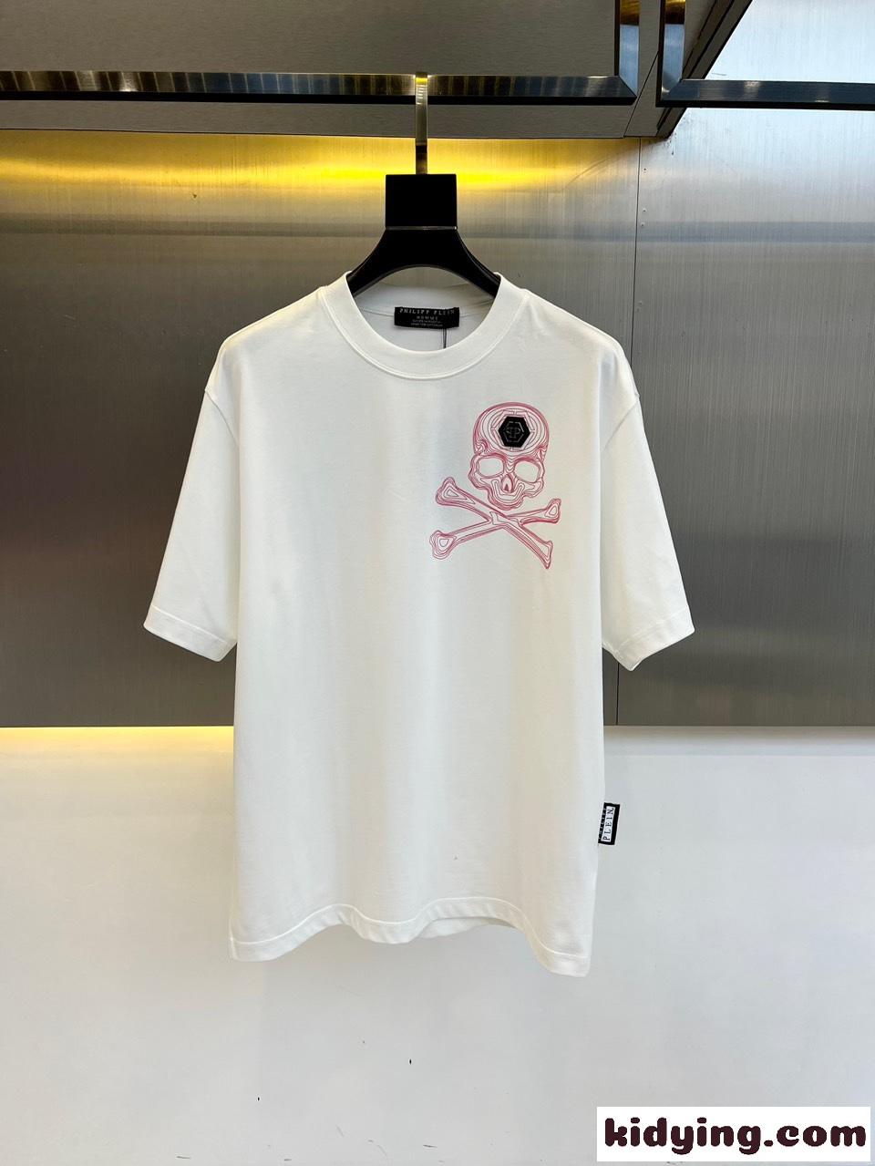 フィリッププレイン 半袖Tシャツ コピー カジュアル ゆったり クルーネック ホワイト-0