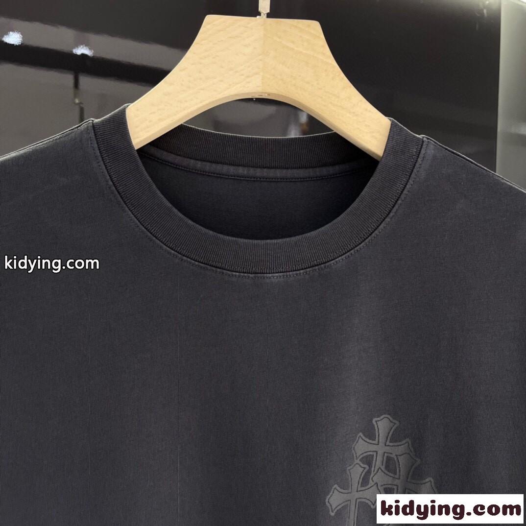 ゆったり リラックス クルーネック クロムハーツ 半袖Tシャツ コピー コットン トップス-2