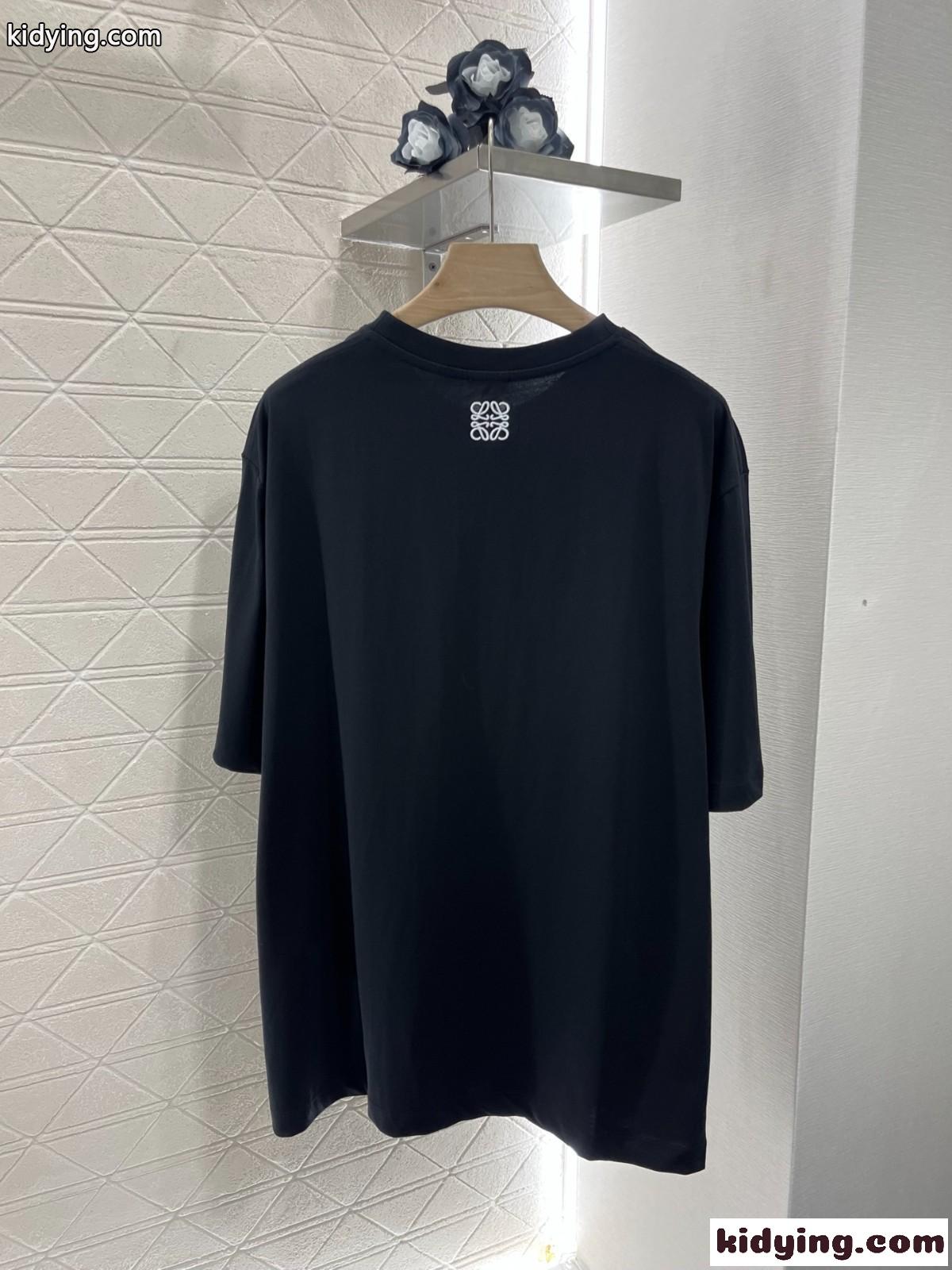 ルーズフィット コットンTシャツ ロエベ Tシャツ コピー ユニセックス ブラック-3