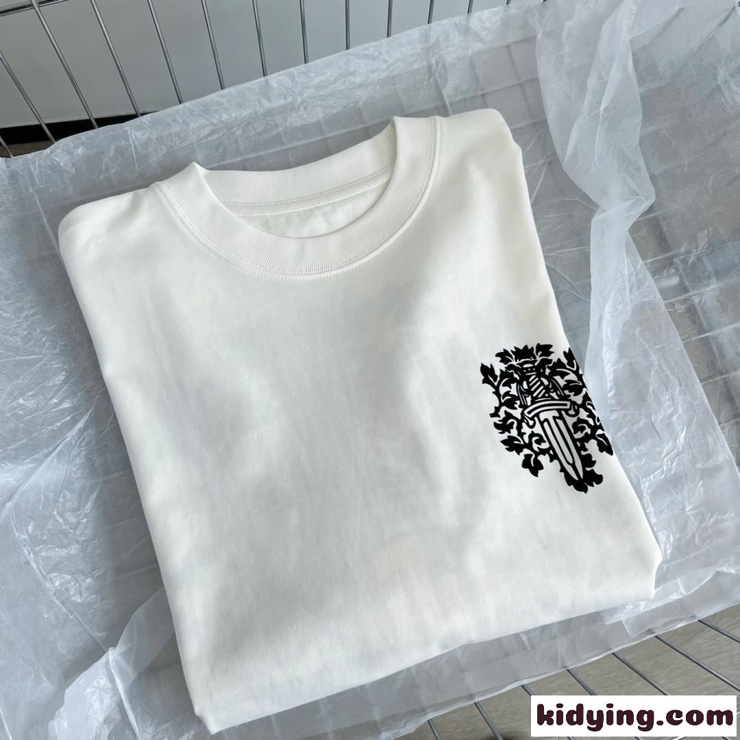 体型カバー ゆったり クルーネック カジュアル 着心地いい クロムハーツ 半袖Tシャツ コピー 男女兼用 ファッション-4
