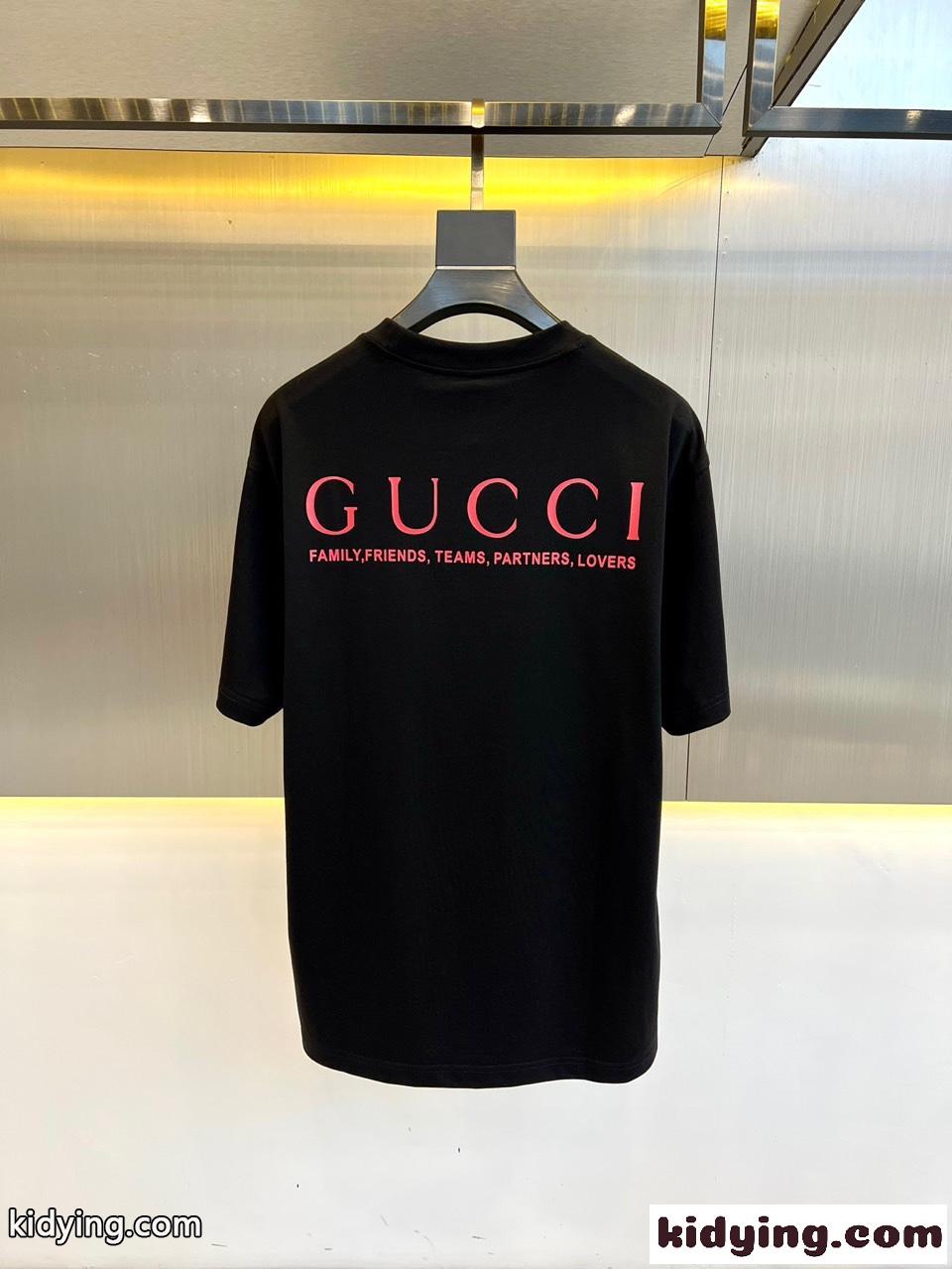 ベーシック プリント クルーネック グッチ Tシャツ コピー コットン ブラック-4