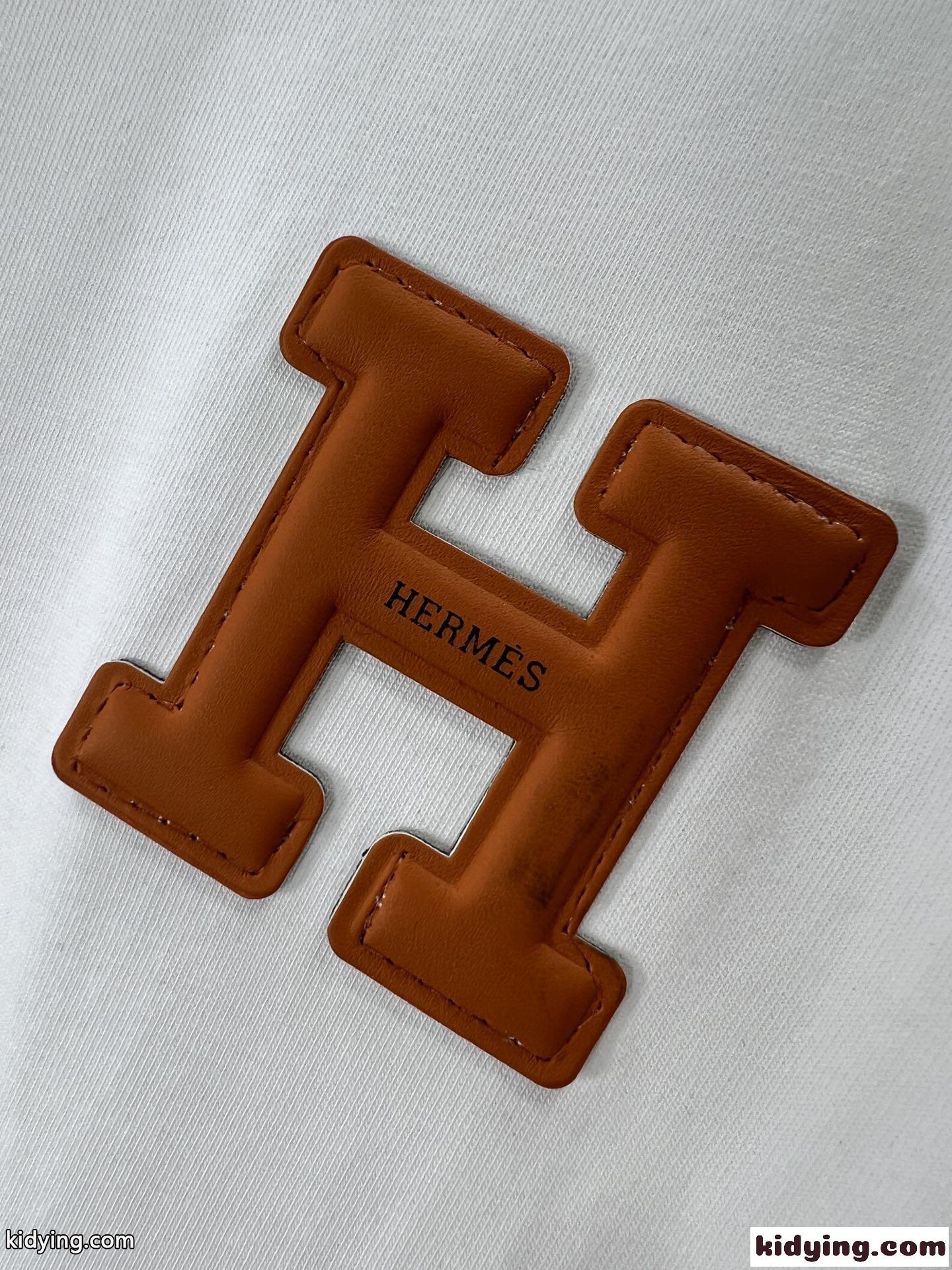 シンプル Hパッチ エルメス Tシャツ コピー クルーネック 半袖Tシャツ ホワイト-3