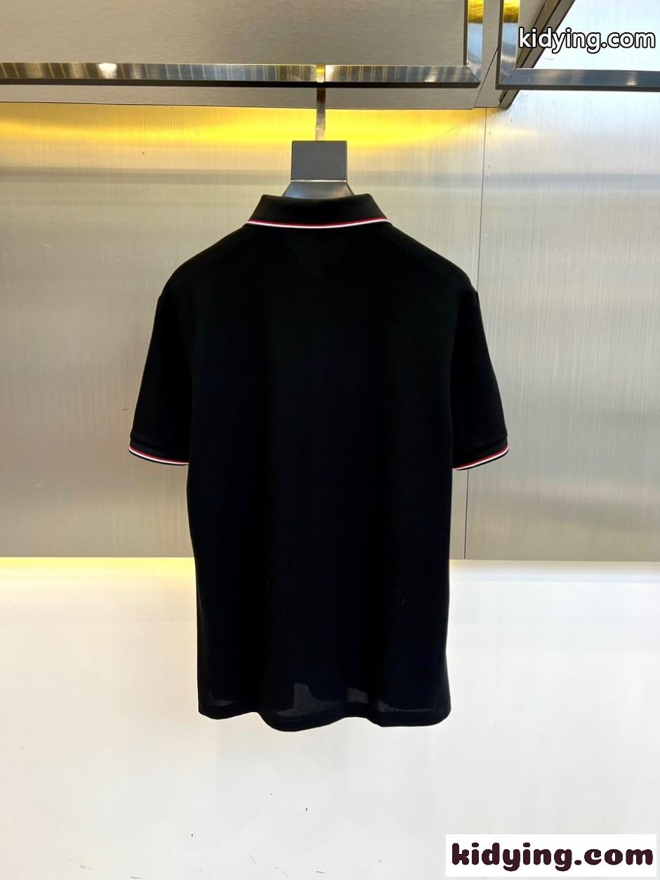 カジュアル 洗練された 半袖 ポロシャツ モンクレール Tシャツ 偽物 ブラック-3