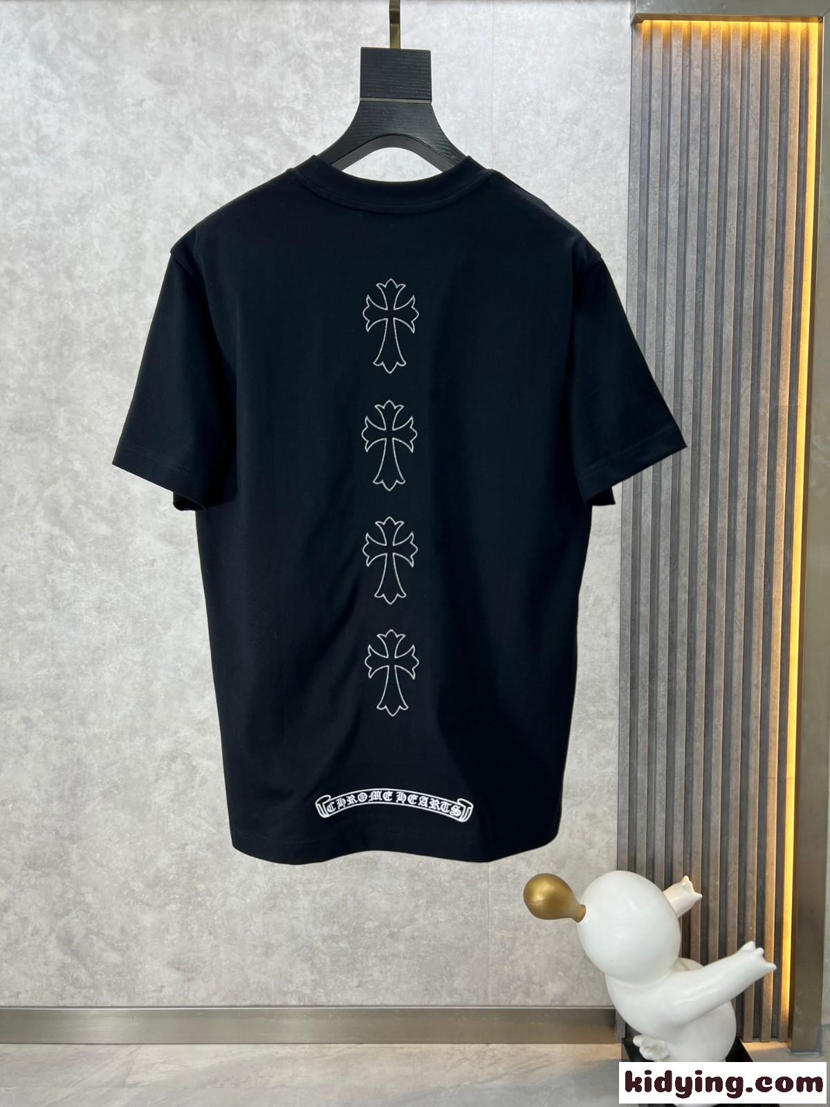 カジュアル クロムハーツ Tシャツ 偽物 クルーネック 半袖Tシャツ ブラック-1