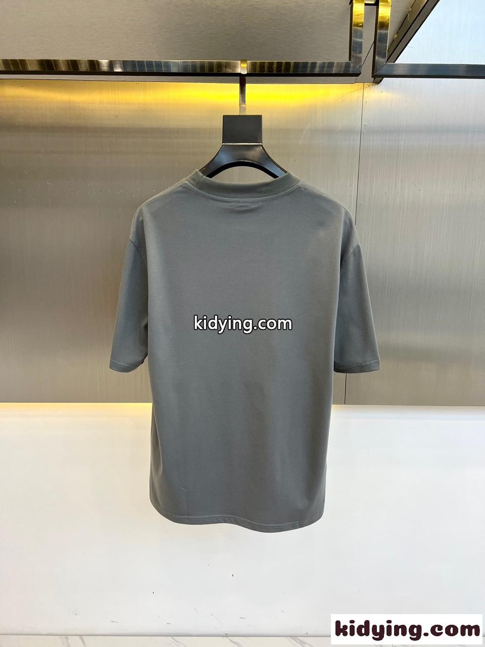 シンプル コットン 半袖Tシャツ バーバリー Tシャツ コピー クルーネック グレー-4