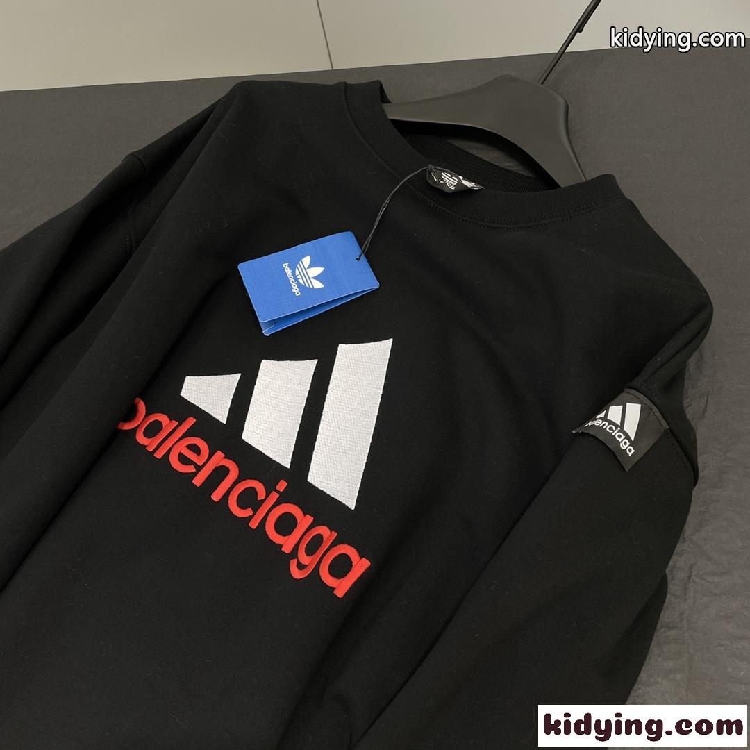 BALENCIAGA x ADIDAS オーバーサイズ スウェットシャツ バレンシアガ パーカー コピー ブラック-2