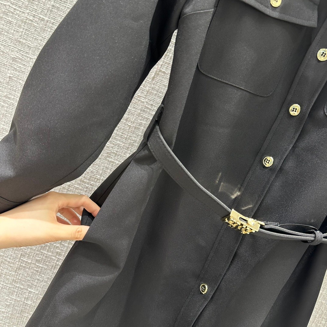 定番 ベルト付き キャディドレス ミュウミュウ ワンピース コピー ロングスリーブ-1