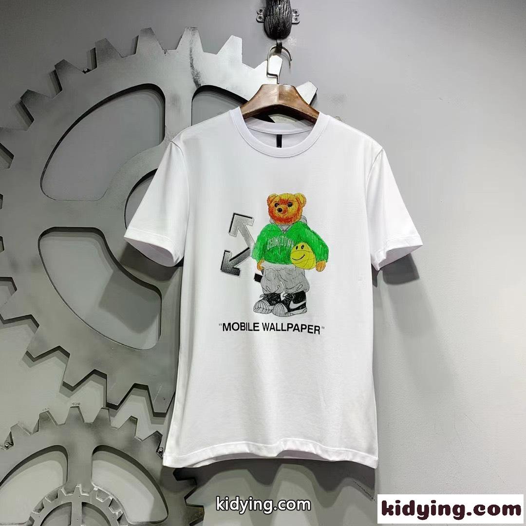快適 コットン 通気 メンズ プリント クルーネック オフホワイト tシャツ コピー 半袖 春夏 おしゃれ カジュアル トップス-1