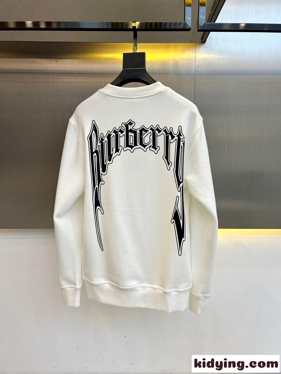 バーバリー Tシャツ コピー 定番 プリント クルーネック コットン スウェットシャツ ホワイト-4