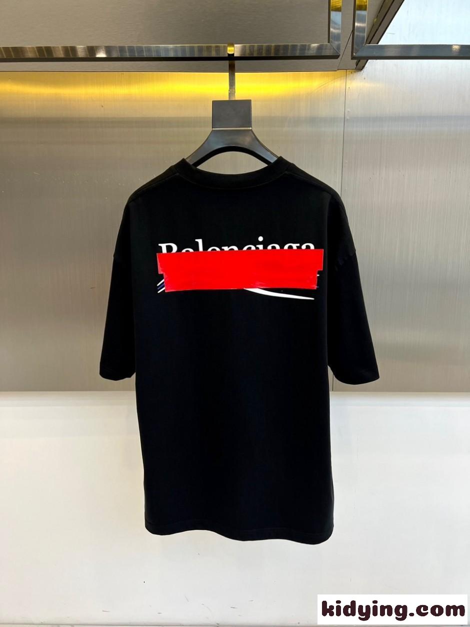 バックロゴ クルーネック半袖Tシャツ バレンシアガ Tシャツ 偽物 ブラック-4