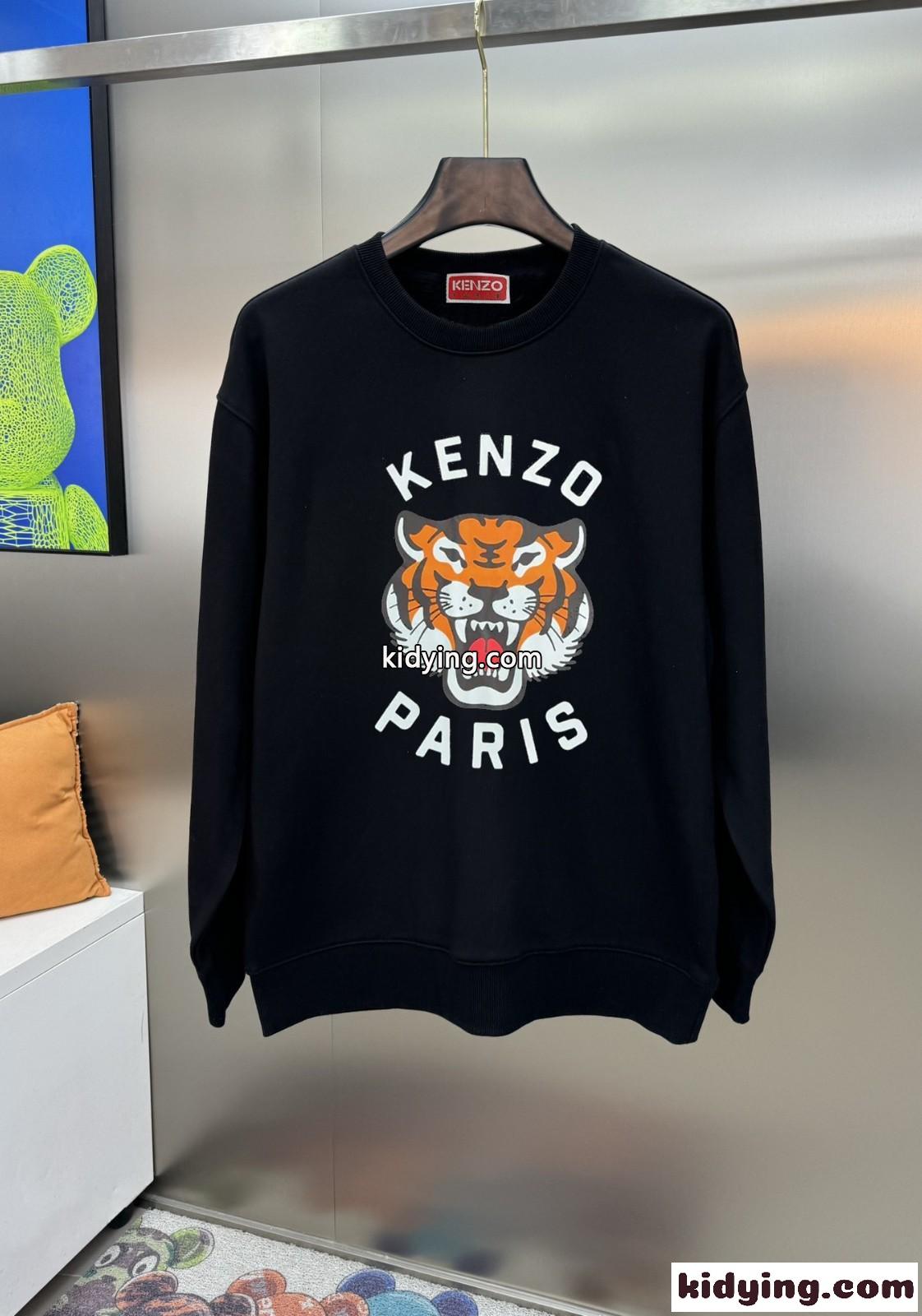 LUCKY TIGER プリント クルーネック スウェットシャツ ケンゾー Tシャツ コピー-1
