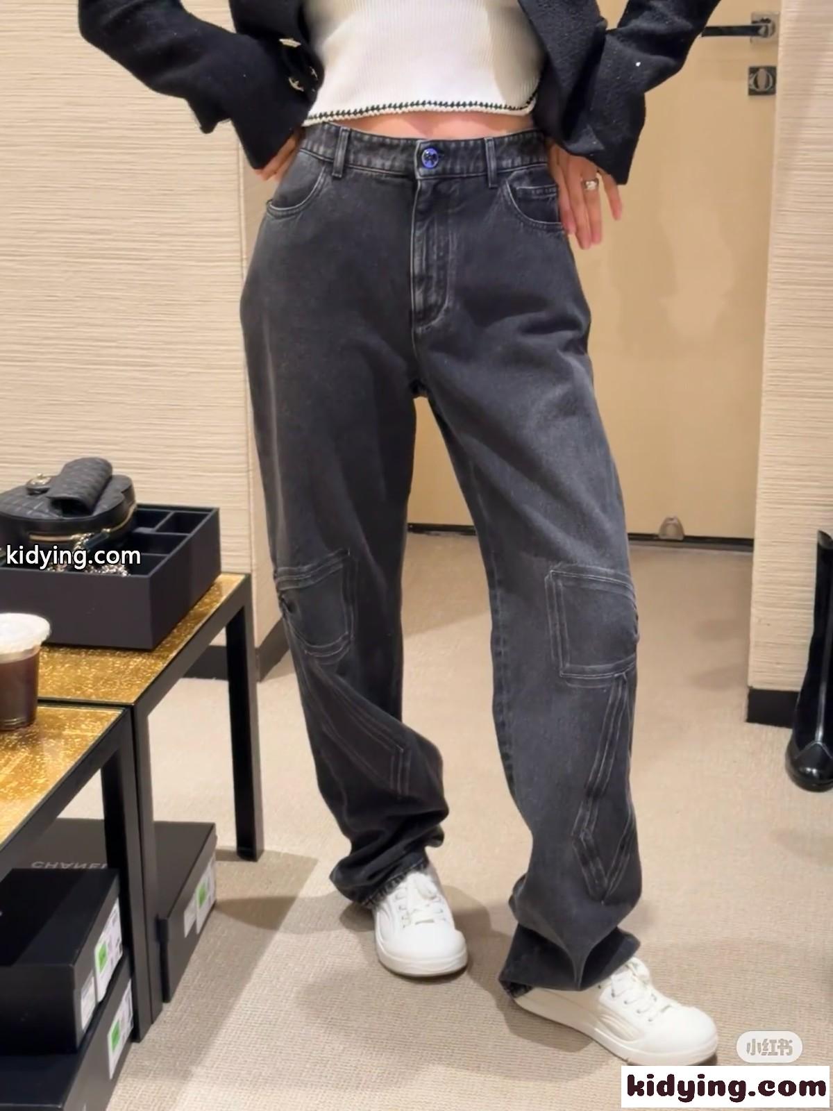 カジュアル お洒落 リボン デニムパンツ シャネル ジーンズ コピー ブラック-4