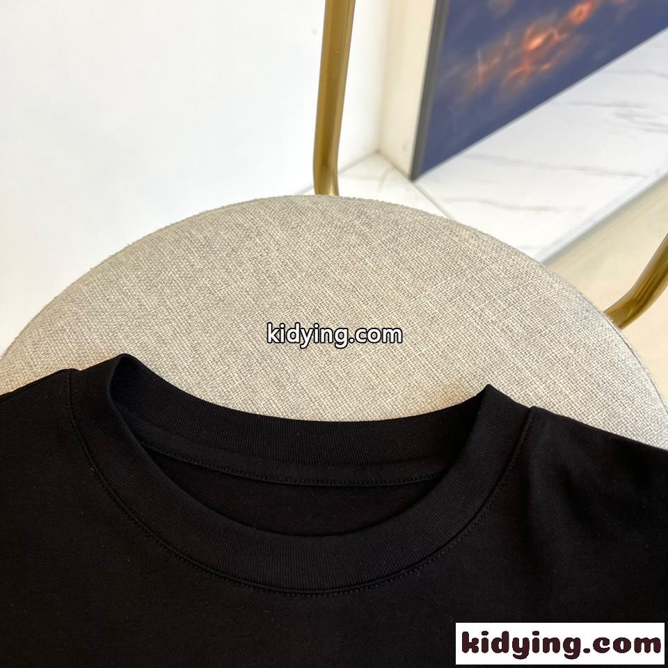 ベーシック カジュアル ロゴ クルーネック 半袖Tシャツ バレンシアガ Tシャツ コピー メンズ ブラック-1