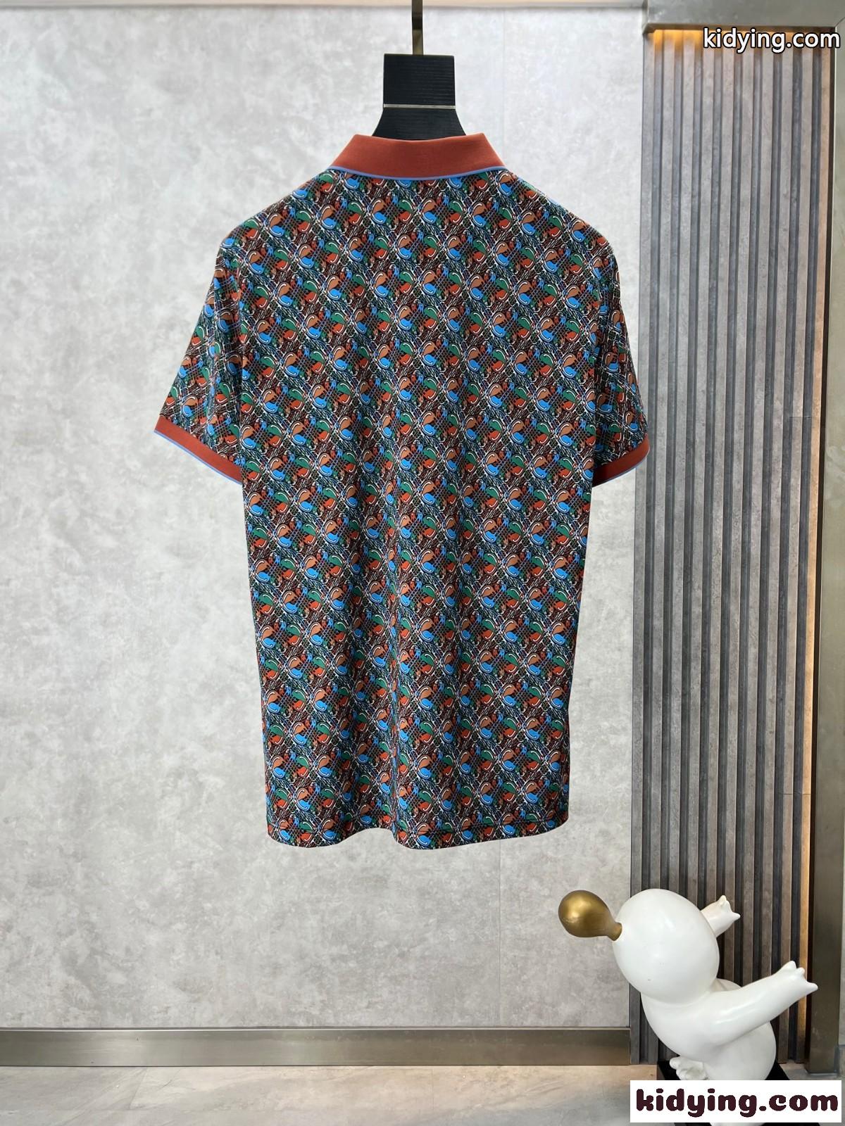総柄 プリント 半袖 コットンピケ ポロシャツ ロエベ Tシャツ 偽物-1