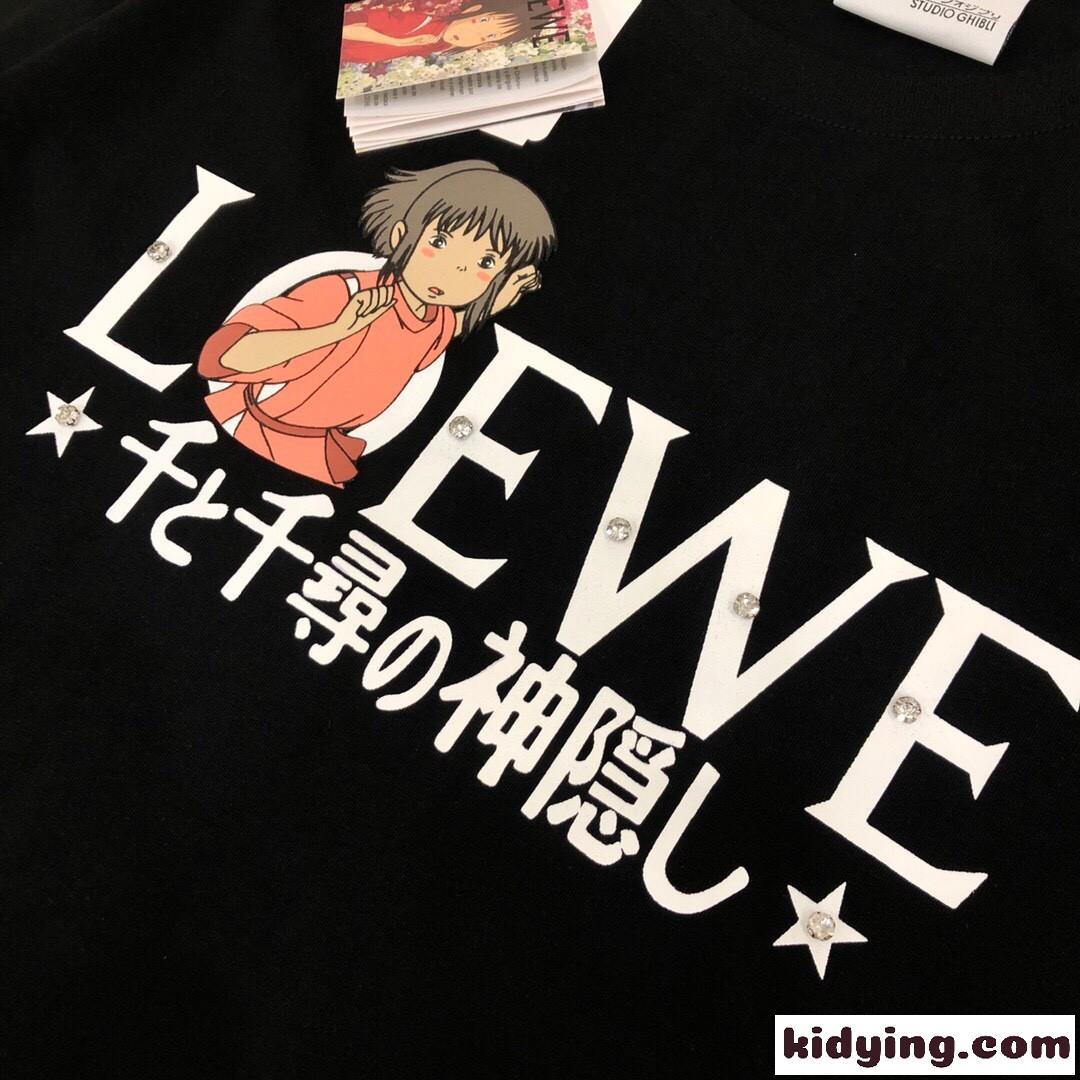 シンプル カジュアル おしゃれ プリント ビーズ飾り クルーネック ロエベ tシャツ コピー 春夏 定番 ゆったり-2