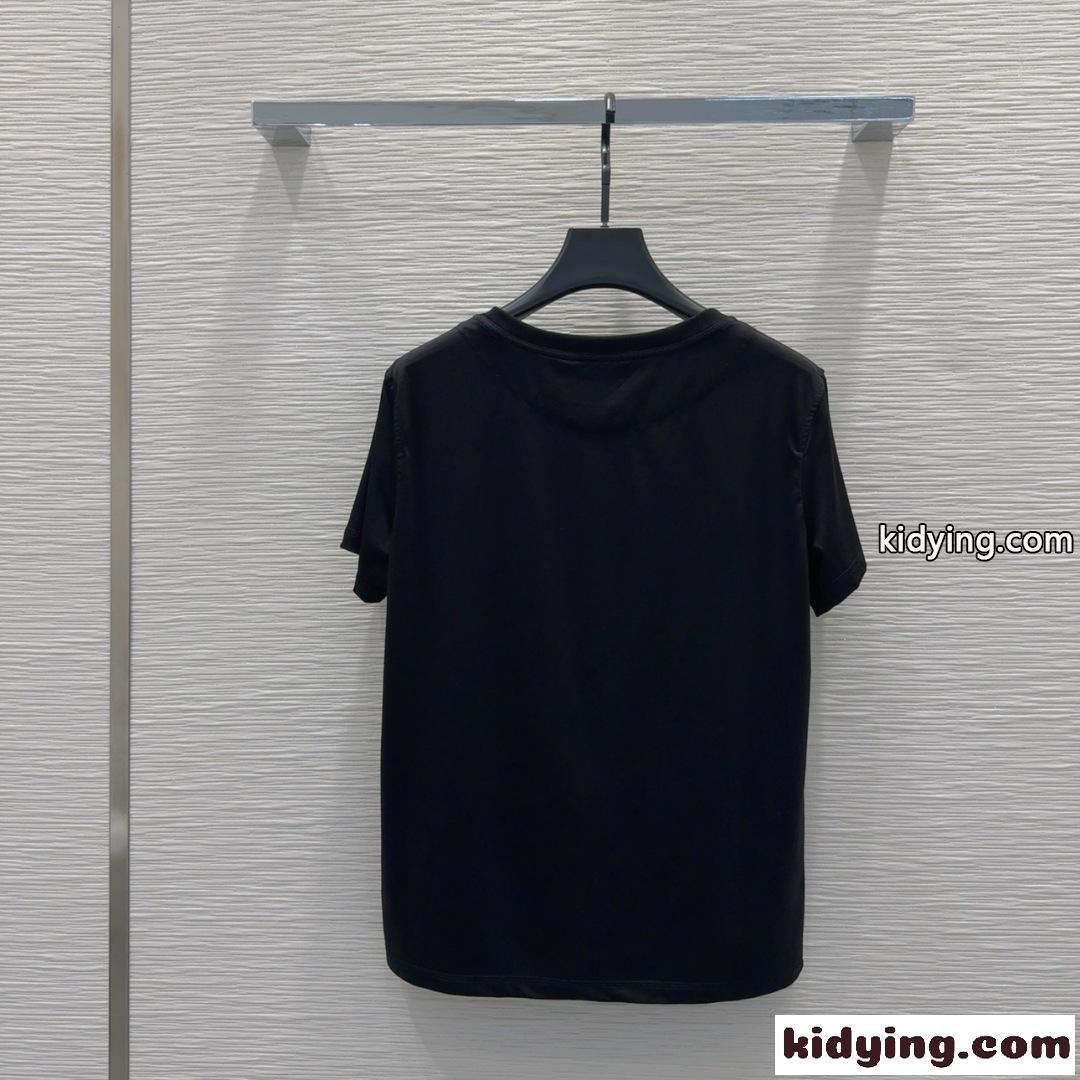 シンプル コットン 半袖 トップス エルメス Tシャツ コピー クルーネック ブラック-4